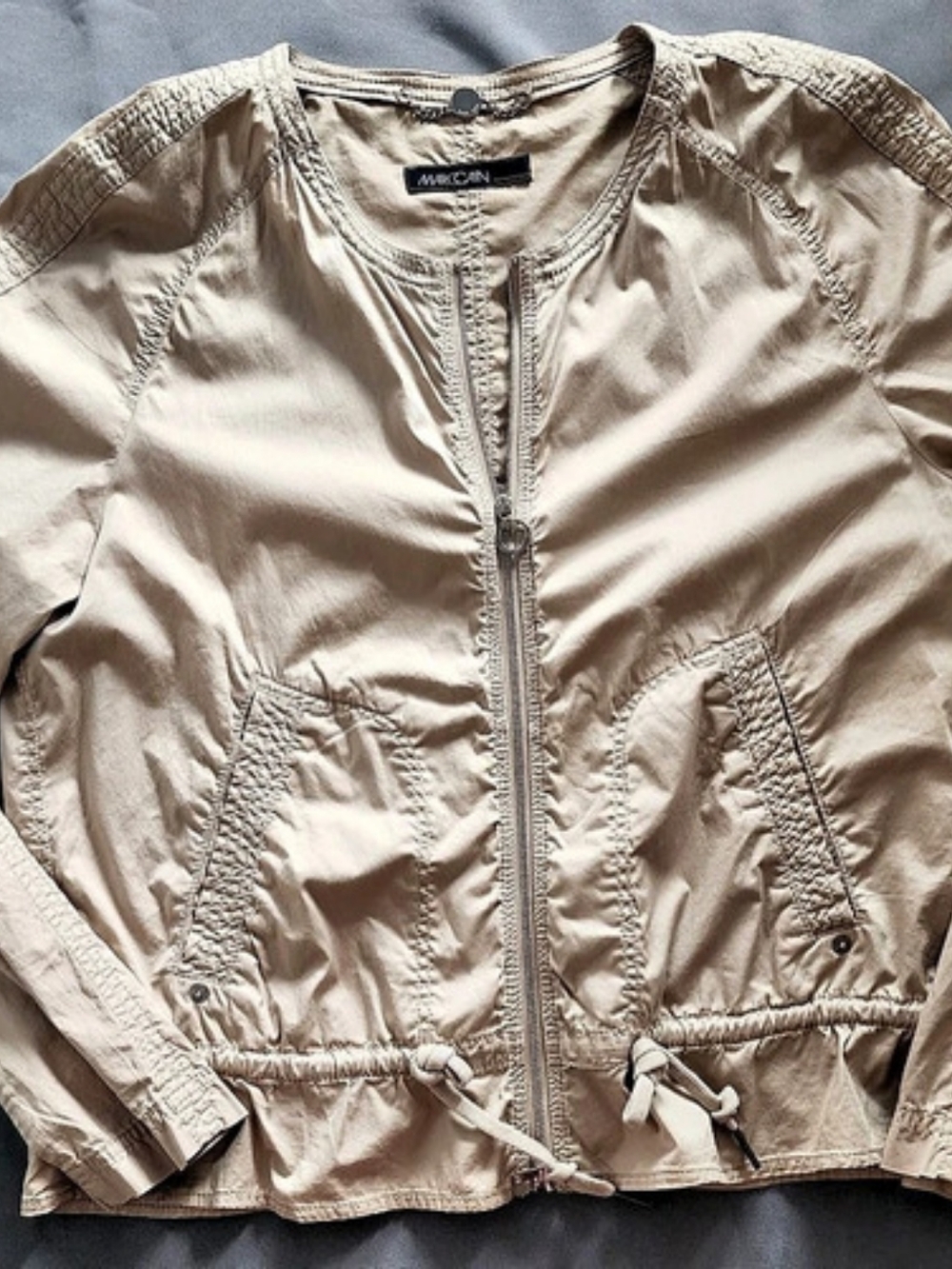 Marc Cain Beige Lightweight Zip Up Bomber Utility Jacket Size N3 US 6 S/M